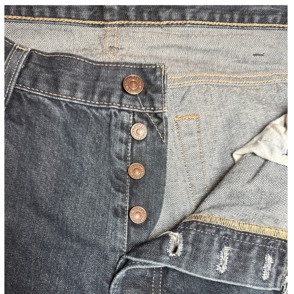 Levi's 501 Straight Leg Classic Denim Jeans Button Fly Mens Tag 40x30 Real 40x28 - Picture 4 of 13